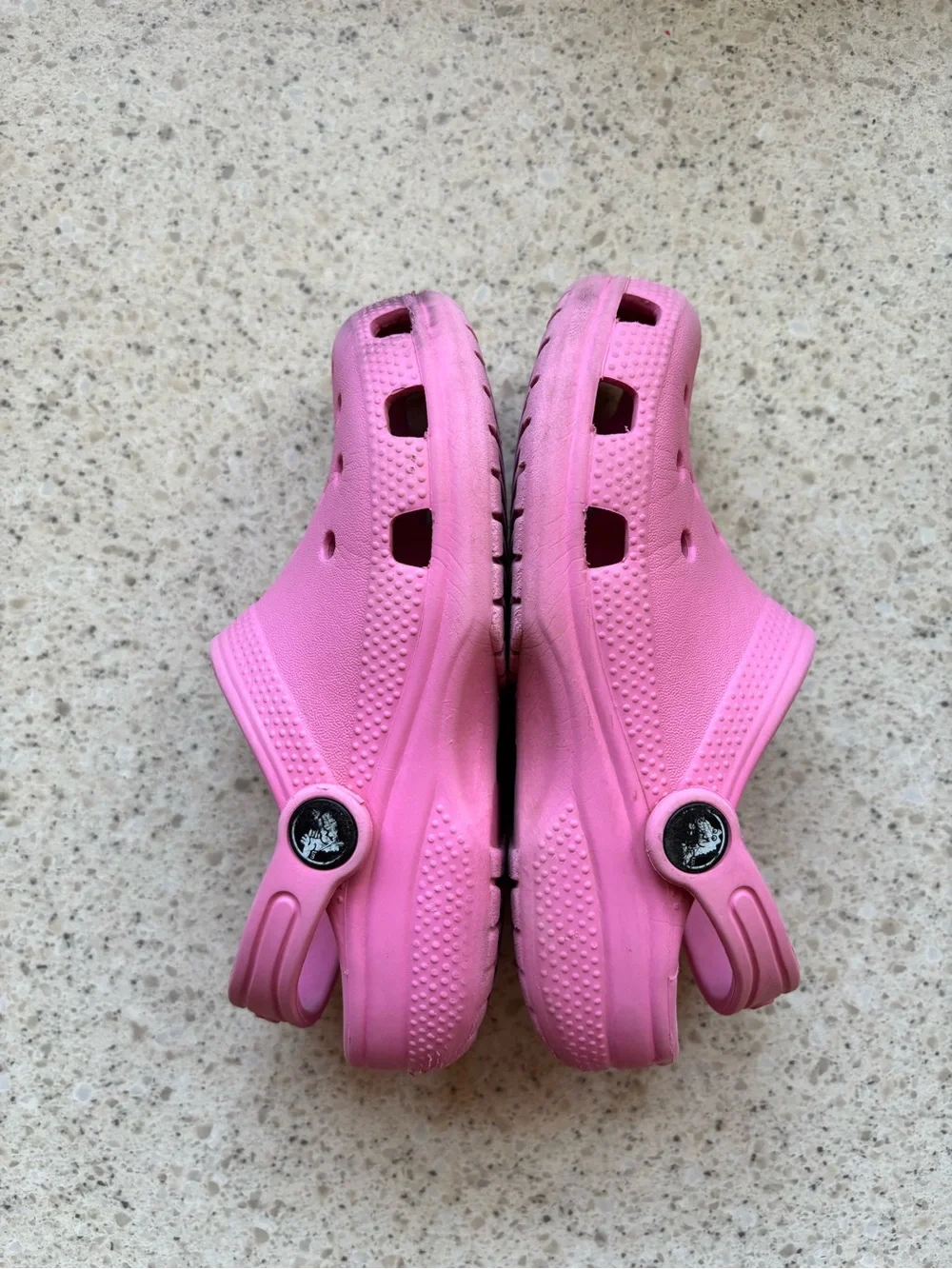CROCS - Kids Pink Classic Croc Clogs - Slip-On Shoes w/ Heal Strap Girl Size 12